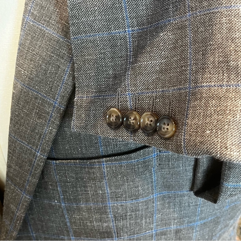 RALPH LAUREN Black Label Linen Blazer Taupe Brown Blue Size 46R Breathable - Picture 7 of 15